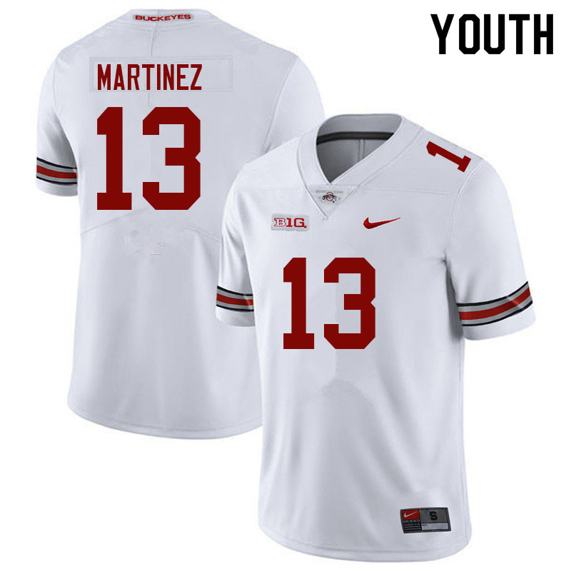 Ohio State Buckeyes Cameron Martinez Youth #13 White Authentic Stitched College Football Jersey